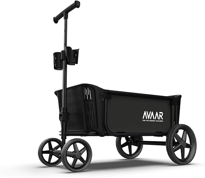 400lbs Large Capacity Collapsible Wagon Cart,Folding Utility Heavy Duty,All Terrain Big Wheels for Garden Camping Sports Outdoor Shopping, Black