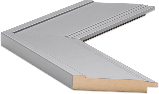 Frame My Mirror Grey Framed Mirror, 20" x 54" Mirror for Bathroom, Wood Frame, True Reflections Glass, Dark Grey Finish, Porter Design, Hangs Horizontally or Vertically, Made in USA