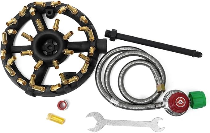 Outdoor Propane Burner with 32 Brass Tips for Camping, Turkey, and More - Stove Buddy's Jet Burner JB-32LP(Propane Gas 32 Tips & Regulator)