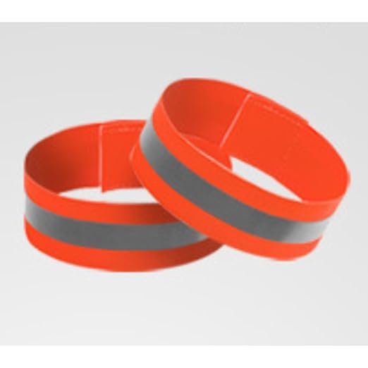 4PCS Reflective Wrist Strap 4x1.5cm Running Safety Gear Reflective Wristbands High Visibility Bike Ankle Bands Reflector Armband Self-Adhesive Reflective Bands for Walking,Night Sports Orange