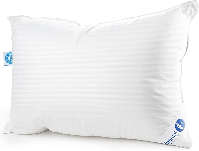 Continental Bedding | Serenity Goose Down Pillow | 700 Fill Power Hungarian White Down | 400TC Cotton Damask Shell | Made in USA | Soft, King (Pack of 2), 2 Count