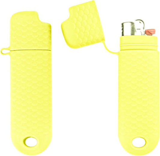 5 Pcs Waterproof Lighter Case Cover Holder for BIC Regular Lighters Sleeve Type J6 Outdoor Survival Multipurpose Seal Lighter Pouchfor Hiking and Camping (Yellow, 5)