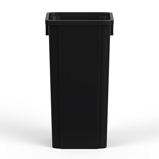 23 Gallon Black Square Commercial Trash Garbage Can | Outdoor Office Restaurant School Kitchen