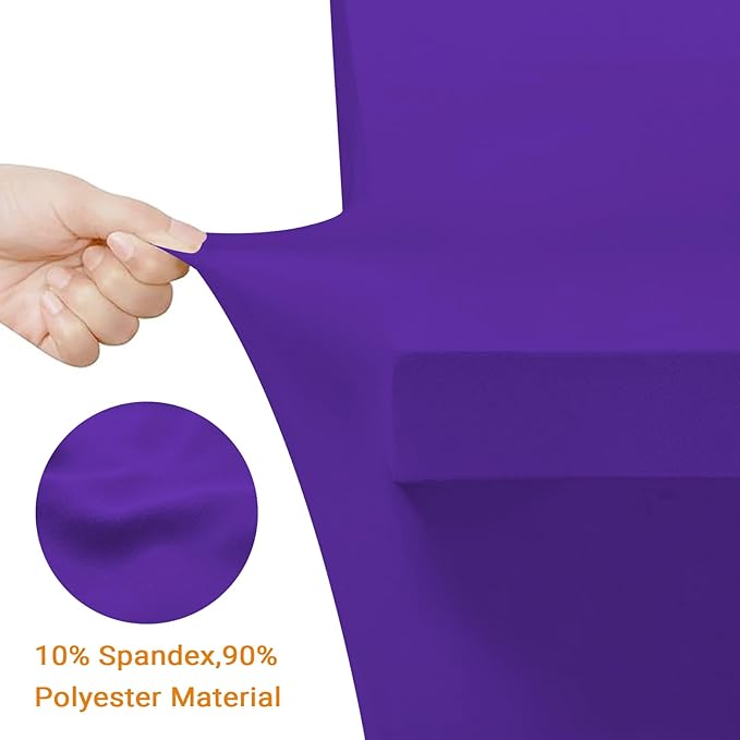 Eurmax USA Rectangular Fitted Spandex Table Covers 4ft Tablecloth Wedding Event Patio Table Decorations Stretch Table Cover for 4ft Folding Table (Purple,2 Pack)