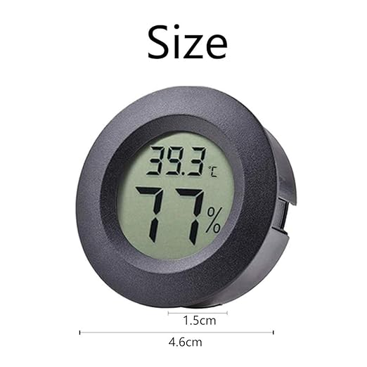 Digital Mini Thermometer Round Hygrometer 3-Pack LCD Display Indoor Outdoor Temperature Humidity Meter for Humidors Reptile Greenhouse Fridge Fahrenheit(℉)/ Celsius(℃)(Black)