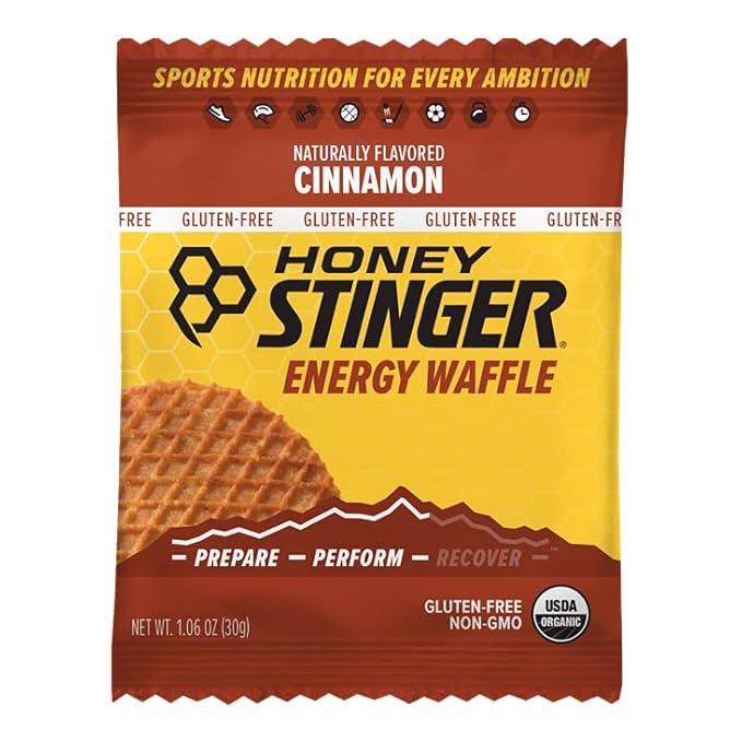 Honey Stinger Organic Gluten Free Cinnamon Waffle, Energy Stroopwafel for Exercise, Endurance and Performance, Sports Nutrition for Home & Gym, Pre and Post Workout, Box of 16 Waffles, 16.96 Ounces