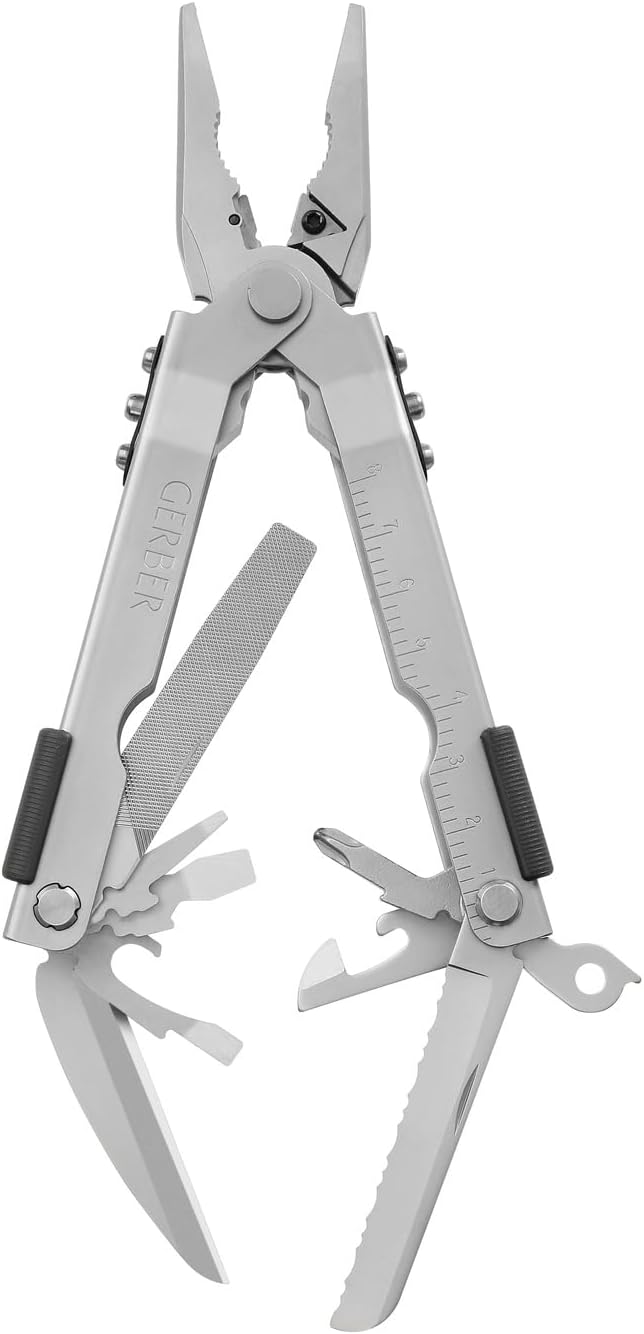 Gerber Gear Multi-Plier 600 - 14-in-1 Multitool with Sheath, Needlenose Pliers, Screwdriver, Serrated Knife, Wire Crimper, Bottle Opener, Can Opener & More - Made in USA - Stainless Steel