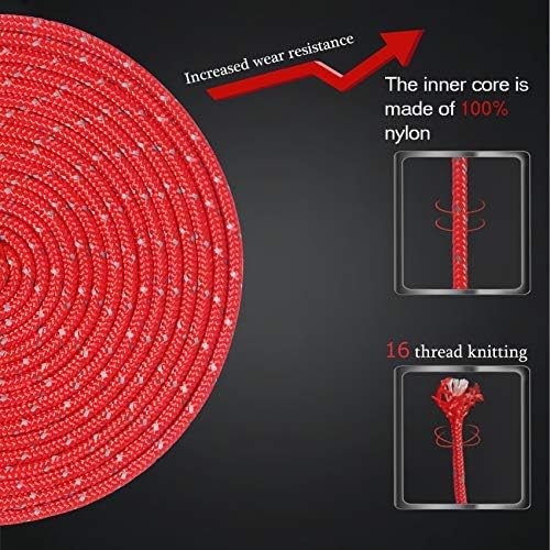 Hikeman 50m Reflective Guyline Solid Braid Nylon Camping Rope with Aluminum Adjuster Cord Tensioner Tent Accessory for Outdoor Travel,Hiking,Backpacking and Water Activities (Army Green, 5mm)