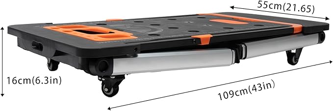 7 in 1 Foldable Multifunctional Workbench 330lbs/551lbs Capacity Height Adjustable Work Table with 4 Wheels Portable Transport Cart, Handcart for Warehouse Garage