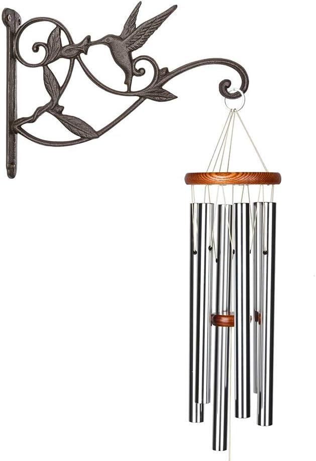 Hanging Plant Hook Bracket - Wrought Iron Metal Hummingbird Hanger Holder for Flower Basket Planter Bird Feeder, Windchimes, Wood Fence Posts Black 2packs
