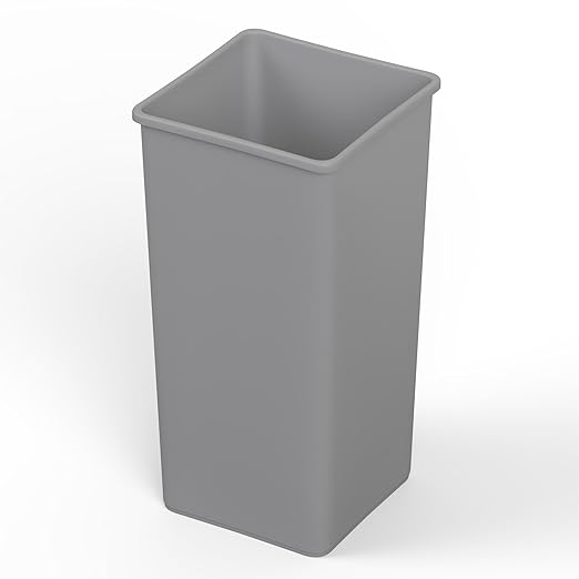 50 Gallon Gray Square Commercial Trash Garbage Can | Outdoor Office Restaurant School Kitchen