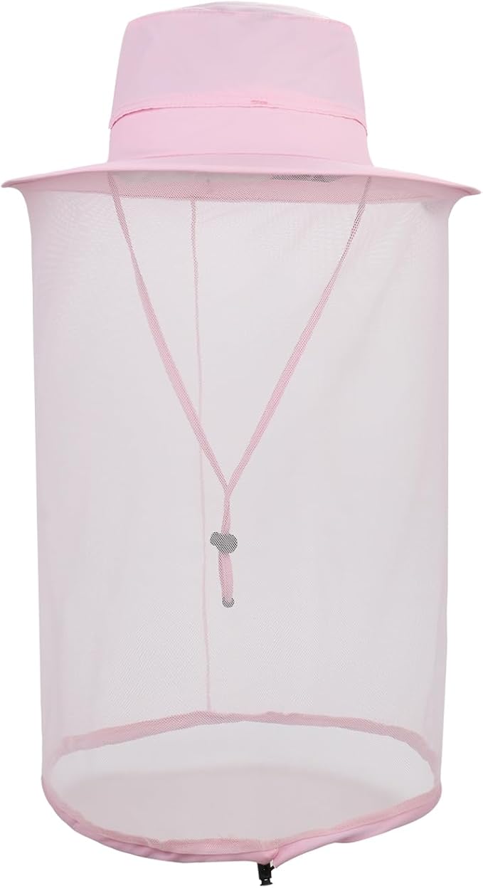 Fishing Hat Sun Protection Hat Mosquito Head Net for Outdoors Bucket Hat with Hidden Net Mesh