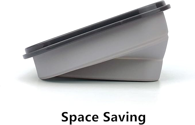 CARTINTS Collapsible Camping Bowl, Silicone Food Container with Lid, Space-Saving Camping Utensils for Kitchen and Outdoor, Microwave Safe 900ml