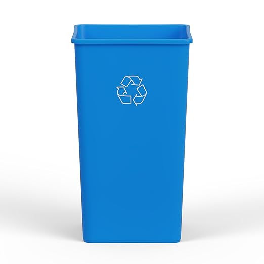 50 Gallon Blue Square Commercial Trash Garbage Can | Outdoor Office Restaurant School Kitchen