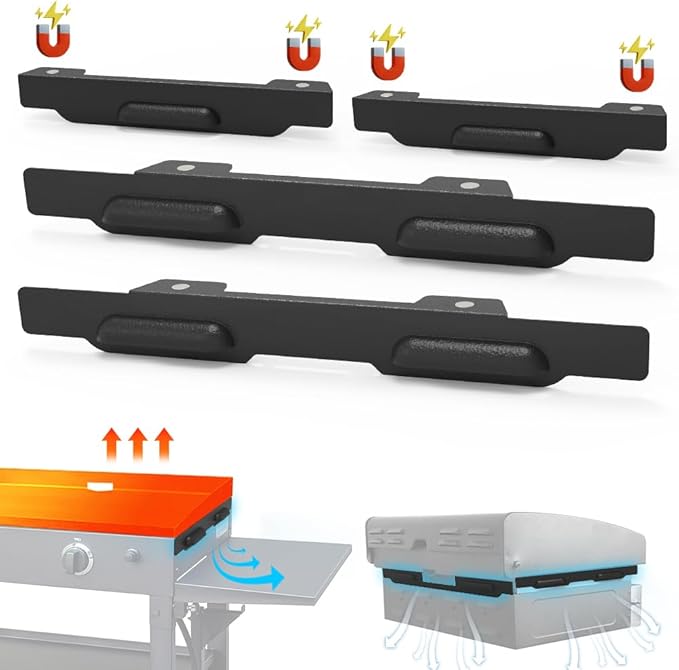 Black 22 inch Wind Guards for Blackstone Griddle, Magnetic Wind Screens, Blackstone Griddle Accessories, Fit with Side Shelf, Lid and Rear Grease Cup, Heat Shield for Side Table.