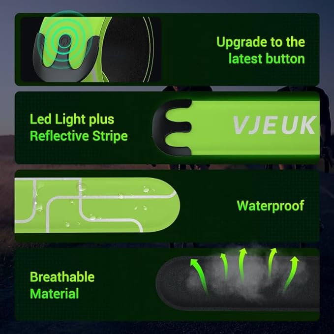 2 Pack LED Armband Running Lights with Reflective Gear, Rechargeable LED Wristband Lights for Night Safety, Light Up Armbands for Runners, Joggers, Walkers