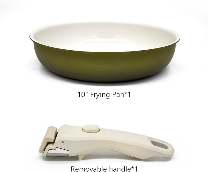 3-ply Stainless Steel Frying Pan,With Titanium Ceramic Coating,Detachable Handle,Dishwasher and Induction&Oven Safe,Compatible All Cooktops,10 inch