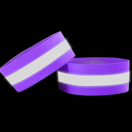 4PCS Reflective Wrist Strap 4x1.5cm Running Safety Gear Reflective Wristbands High Visibility Bike Ankle Bands Reflector Armband Self-Adhesive Reflective Bands for Walking,Night Sports Purple