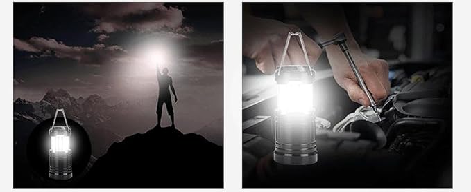 Lightahead Set of 4 Portable Outdoor LED Camping Lantern, Black, Collapsible. Great for Emergency, Tent Light, Backpacking (Without Battery)