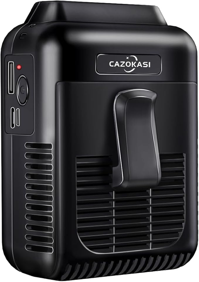 CAZOKASI Upgrade Waist Clip Fan Wearable Fan Portable Cooling and Heatstroke Prevention Fan (Industrial orange black) (Black / 8000mAh)