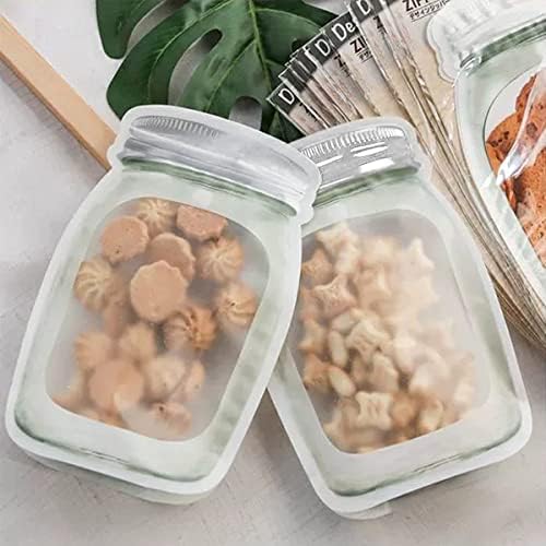 Enkrio 40 Pcs Reusable Mason Jar Zipper Bags Airtight Food Storage Freezer Snack Bags for Kitchen Travel Camping (8S 12M 20L)