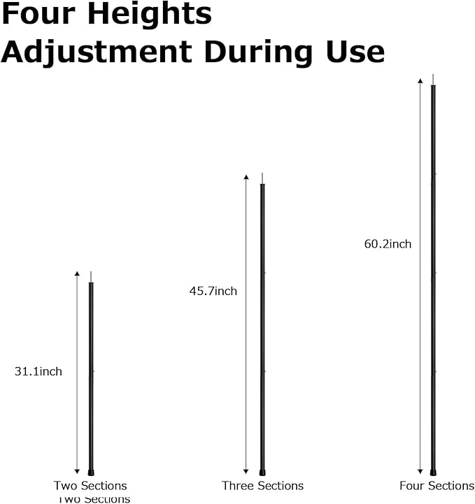 SAN LIKE Tent Poles Aluminum Tent Poles for Tarp 60inch Camping Tarp Poles Adjustable Collapsible Tent Poles for Awnings Canopy Rain Fly Shelter 2 Sets (4 Sections)