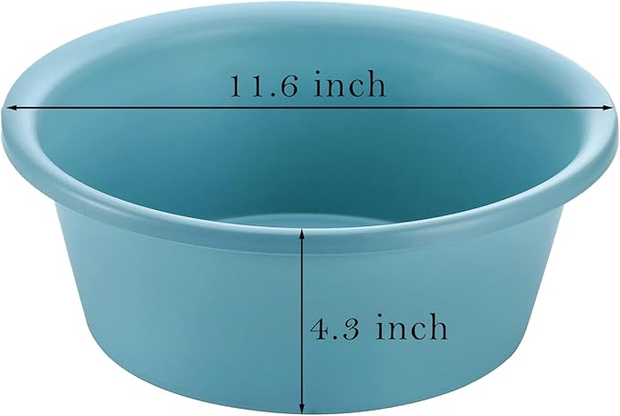 4 Pack Round Plastic Wash Basin, 5 Quart Small Basin Tub Stackable Camping Basin for Washing Face, Fruit, Dishes, Bottles, Home Kitchen Sink, 11.6 X 4.3 Inches, 4 Colors