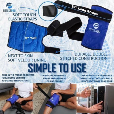 Fittest Pro Knee Ice Pack Wrap for Pain Relief, Reusable Hot and Cold Therapy Wrap for Swelling, Recovery, and Therapy for Arthritis, Meniscus Tear and ACL