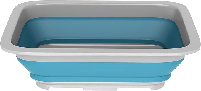 Collapsible Bucket - 7.27-Liter Multipurpose Wash Bin for Camping, Beach Trips, Tailgating Parties, and Cleaning Supplies by Wakeman (Blue)