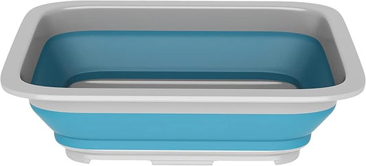 Collapsible Bucket - 7.27-Liter Multipurpose Wash Bin for Camping, Beach Trips, Tailgating Parties, and Cleaning Supplies by Wakeman (Blue)