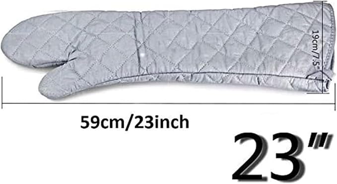 Extra Long 23 Inch Heat Resistant Oven Gloves New Cotton Oven Mitts Kitchen Gloves High Temperature Cooking Tool BBQ Gloves (23-Inch)