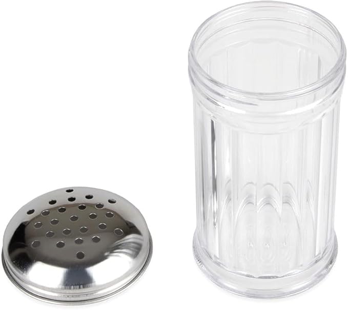 12 Oz Parmesan Cheese Shaker/salt and pepper shakers with Stainless Steel Lid, Clear Plastic seasoning shaker, sugar/spice dispenser, large salt and pepper shakers (360 ml) by GEEX DEPOT (12, 12 Oz)