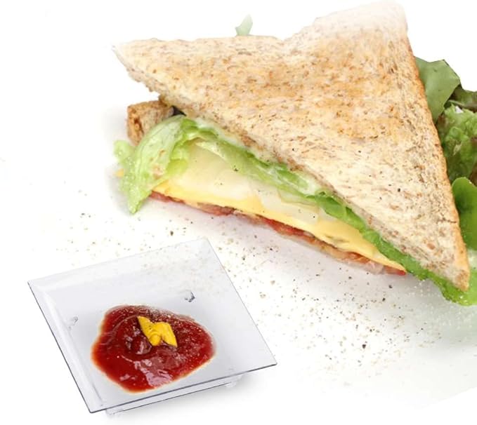 720 Pack Tiny Square Clear Plastic Tray Mini Appetizer Plates for Party Mini Serving Tray Small Appetizer Serving Sauce Dish Clear Disposable Dessert Plates for Events CMJJ