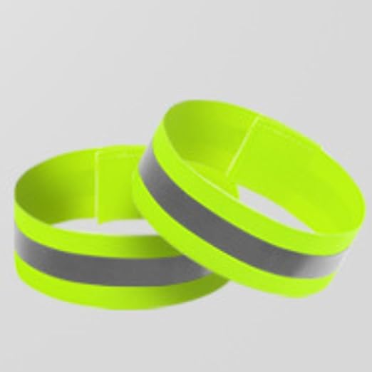4 PCS Reflective Wrist Strap 4x1.5cm Safety Gear Reflective Wristbands High Visibility Ankle Bands Reflector Armband Self-Adhesive Reflective Bands for Walking,Night Sports Fluorescent Green