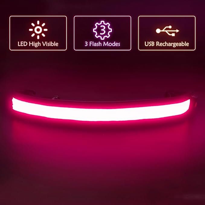 Illumifun LED Running Belt - USB Rechargeable Light Up Sash, High-Visibility Elastic Waistband Light for Running Cycling Hiking Camping Nighttime Activities