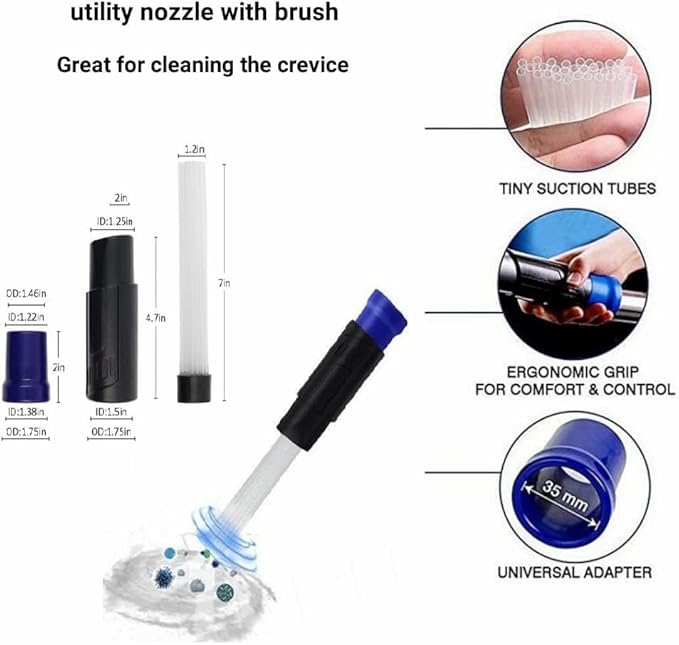 9 PCS Vacuum Attachments for Shop Vac Accessories with 2 1/2" to 1 1/4" Vacuum Hose Adapter, 1 7/8" to 1" Adapter for Shop Vac, Household Cleaning Accessories Brush Kit for Shop Vac Attachment