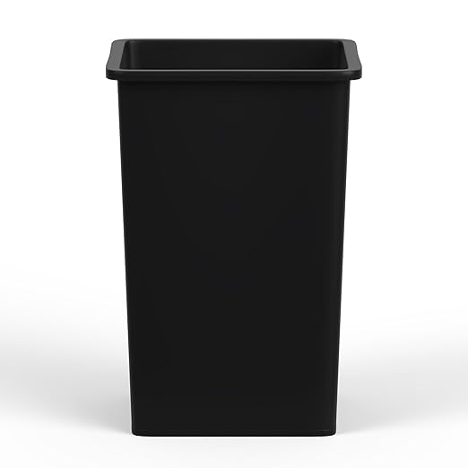35 Gallon Black Square Commercial Trash Garbage Can | Outdoor Office Restaurant School Kitchen