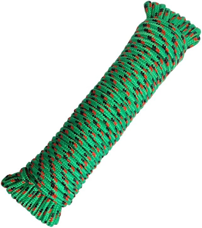 Diamond Braided Polypropylene Rope Nylon Rope Mix Thick Heavy Duty Ropes 3/8 inch 100ft High Strength Perfect for Clothesrope Camping Hiking and Other Outdoor Activities 100ft Green