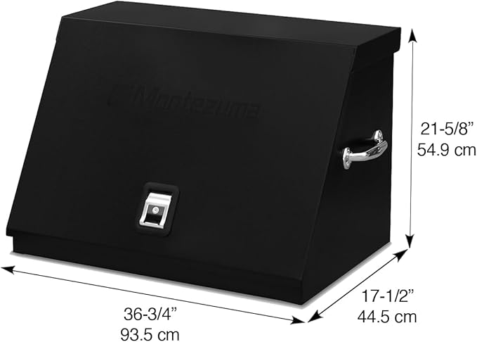 Montezuma – XL450B – 36-Inch Portable TRIANGLE Toolbox – Multi-Tier Design – 16-Gauge Construction – SAE and Metric Tool Chest – Weather-Resistant Toolbox – Lock and Latching System, Black