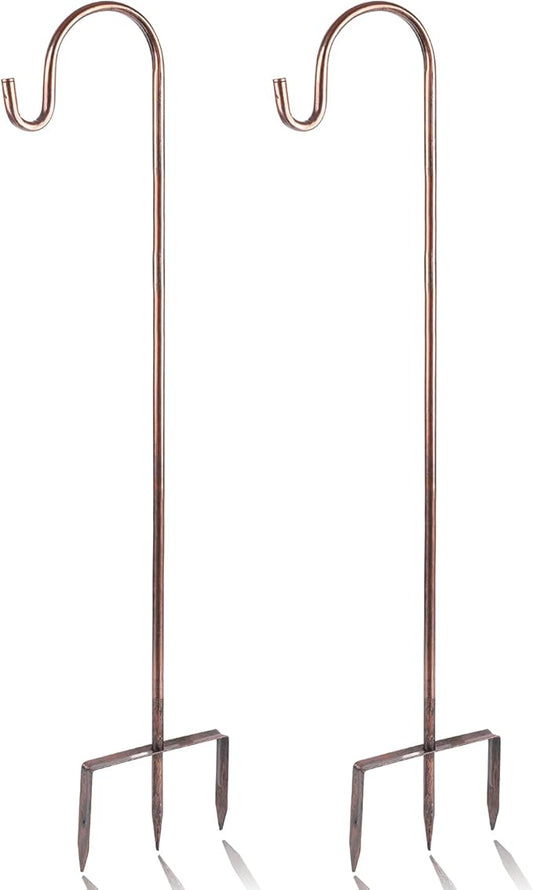 2 Pack Shepherd Hook 48 inch 1/2 inch Thick Use at Weddings, Hanging Solar Lights, Lanterns, Bird Feeders, Metal Hanger Hook. (Bronze, 48 inch) U.S. Patent.