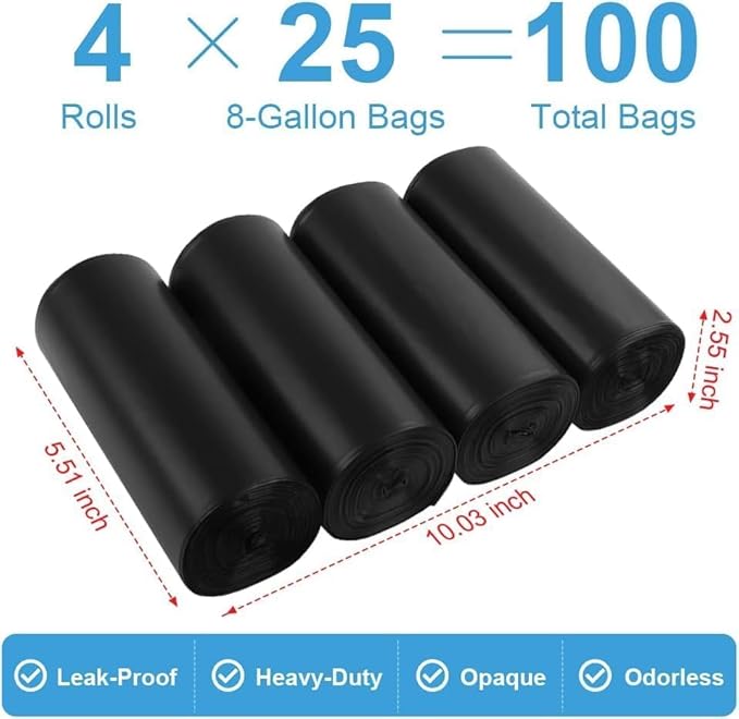 100 Portable Camping Toilet Bags, Biodegradable Porta Potty Bucket Toilet Bags, 8 Gallon Compostable Thickened Trash Garbage Bags