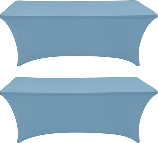 Eurmax USA Rectangular Fitted Spandex Table Covers 4ft Tablecloth Wedding Event Patio Table Decorations Stretch Table Cover for 4ft Folding Table (Sky Blue,2 Pack)