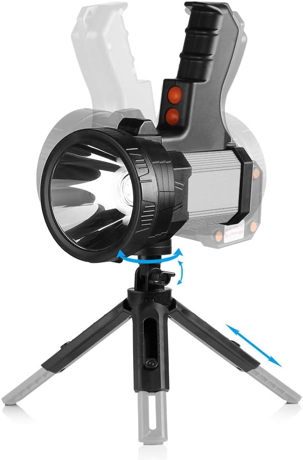 BUYSIGHT Rechargeable Spotlight,1000,000-Lumen Spot Lights Hand held Large Flashlight Handheld Spotlight Lightweight and Super Bright Flashlight (Aluminium_Alloy Silver)