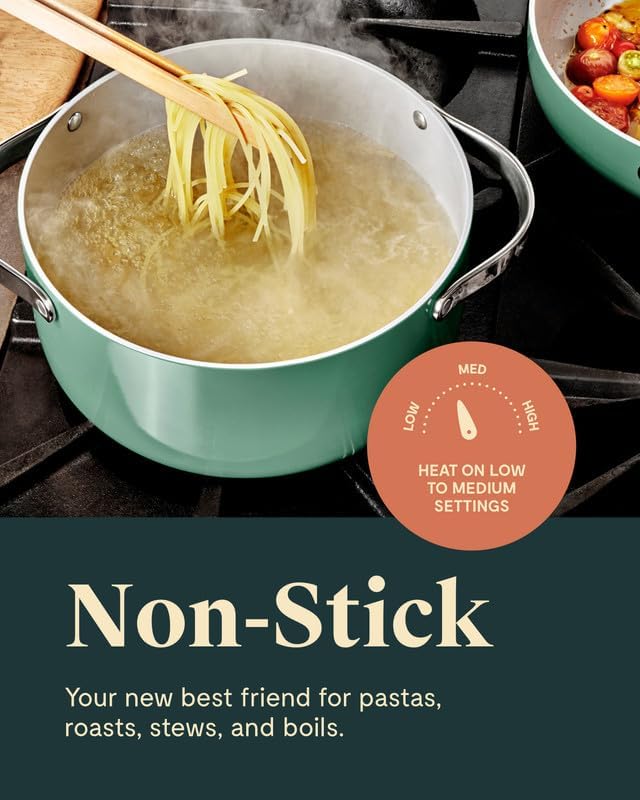 Caraway Nonstick Ceramic Dutch Oven Pot with Lid (6.5 qt, 10.5") - Non Toxic, PTFE & PFOA Free - Oven Safe & Compatible with All Stovetops (Gas, Electric & Induction) - Navy