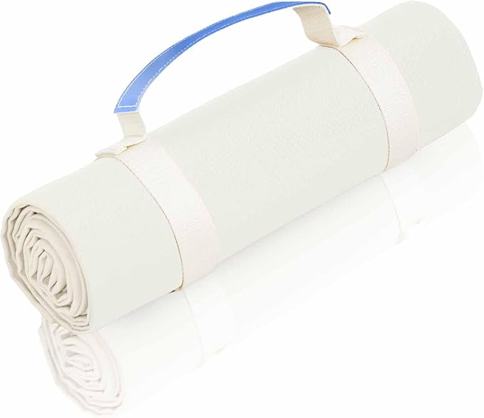 4’9” x 6’3” White Lightweight Water-Resistant Canvas Mat – Picnic, Outdoor, Beach, Park, Camping, Toy Mat