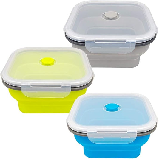 CARTINTS Large 1200ml Collapsible Bowls with Lids Silicone Camping Bowls, with Airtight Lids, Microwave and Freezer Safe, Set of 3