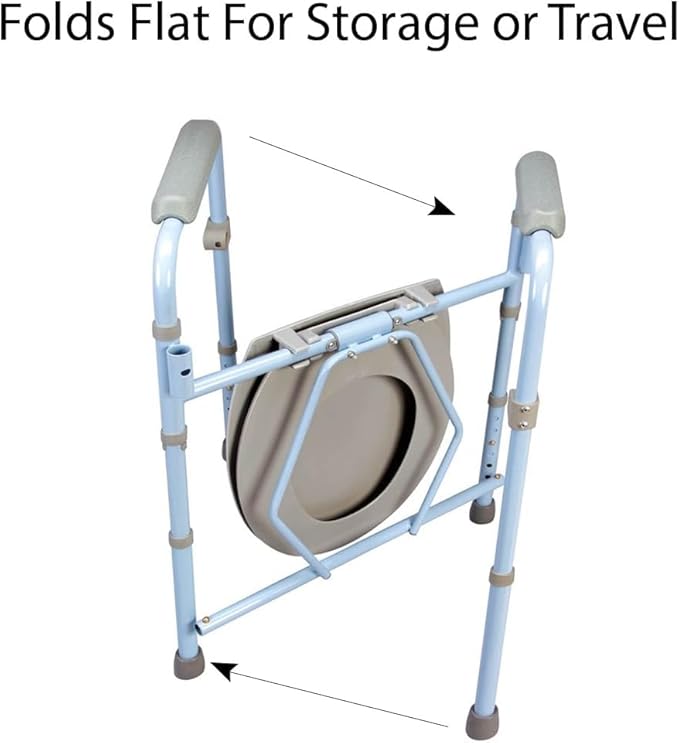 Carex 3-in-1 Folding Bedside Commode with 14 Pack Commode Liners - Porta Potty for Adults - Portable Toilet for Camping, Supports Up to 300lbs, Bedside Commodes for Seniors and Commode Chair