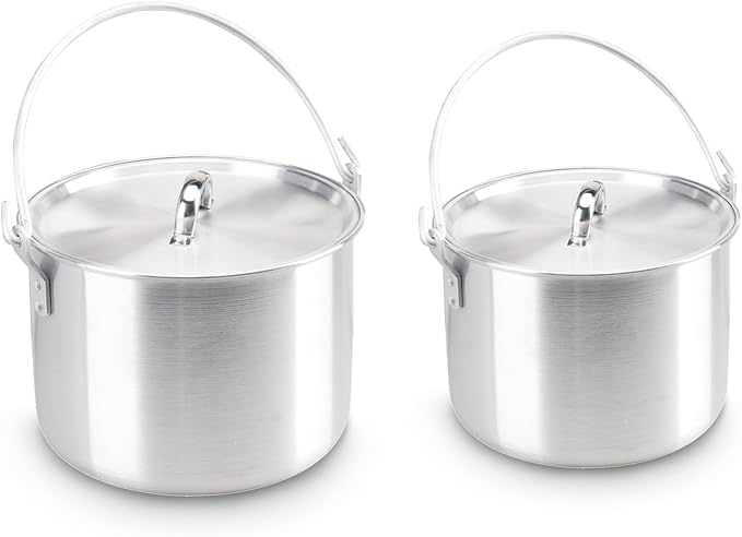 AceCamp Nested Pot Aluminum Lightweight Cooking Pot Set Outdoor Large Stock with lid and folding handle - 4L,8L,12L