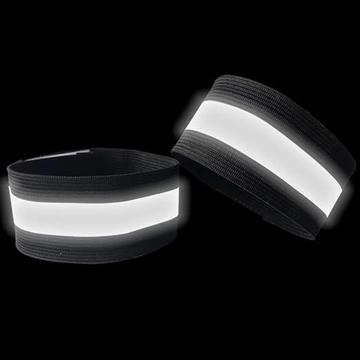 4PCS Reflective Wrist Strap 4x1.5cm Running Safety Gear Reflective Wristbands High Visibility Bike Ankle Bands Reflector Armband Self-Adhesive Reflective Bands for Walking,Night Sports Black