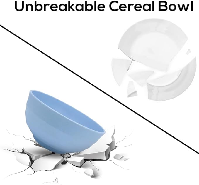 K Y KANGYUN Unbreakable Cereal Bowls - 24 oz Reusable Wheat Straw Bowl- Perfect for Serving Soup, Oatmeal, Pasta, Salad Camping, Picnic Bowls- Dishwasher & Microwave Safe - BPA Free, Sets for 4